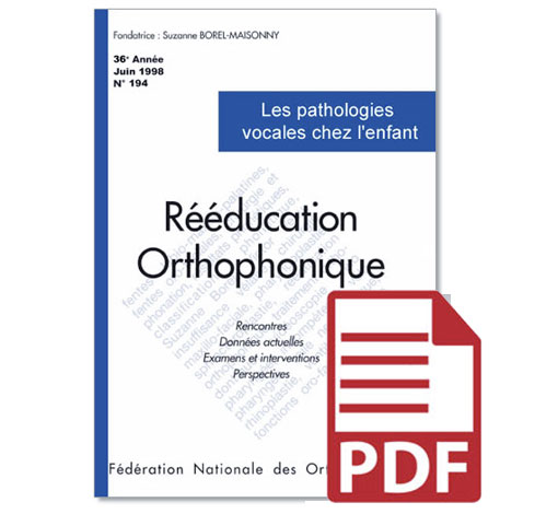 Image principale de N° 194 - Les pathologies vocales chez l'enfant (pdf)