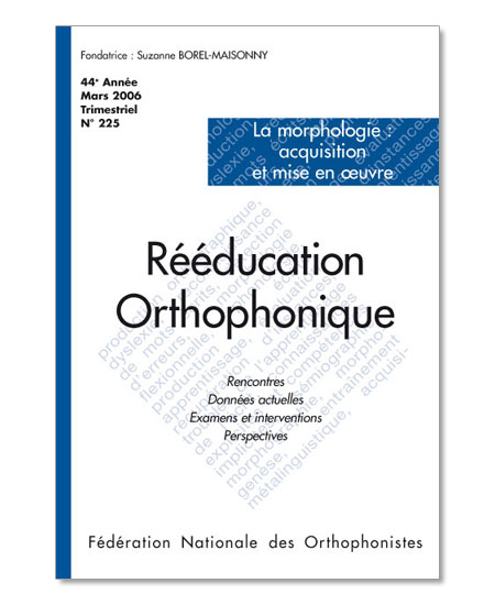 Image principale de N° 225 - La morphologie : acquisition et mise en oeuvre (pdf)