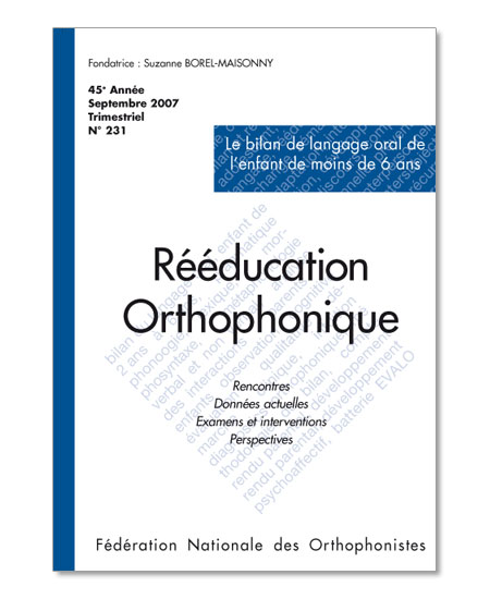 Image principale de N° 231 - Le Bilan de langage oral de l'enfant de moins de 6 ans (pdf)