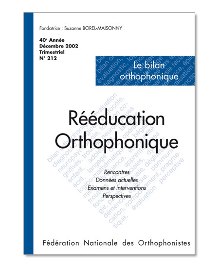 Image principale de N° 212 - Le bilan orthophonique (pdf)