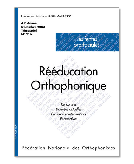 Image principale de N° 216 - Les fentes oro-faciales