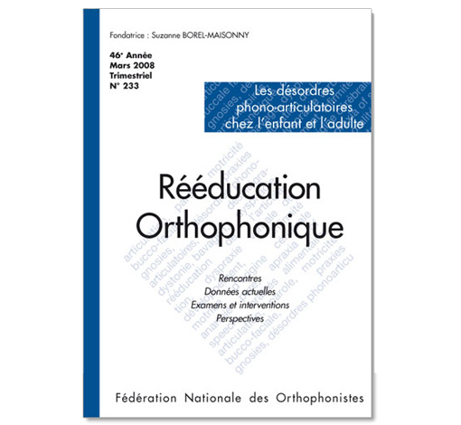 Image principale de N° 233 - Les désordres phono-articulatoires chez l'enfant et l'adulte