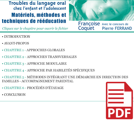 Image principale de Troubles du langage oral chez l'enfant et l'adolescent : Matériels, méthodes et techniques de rééducation (pdf)