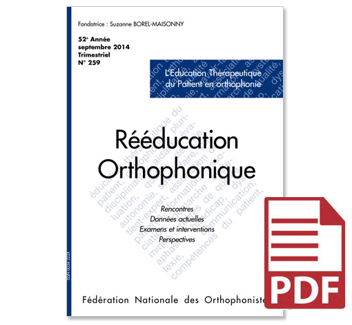 Image du produit N° 259 - L'Education Thérapeutique du Patient en orthophonie (pdf)