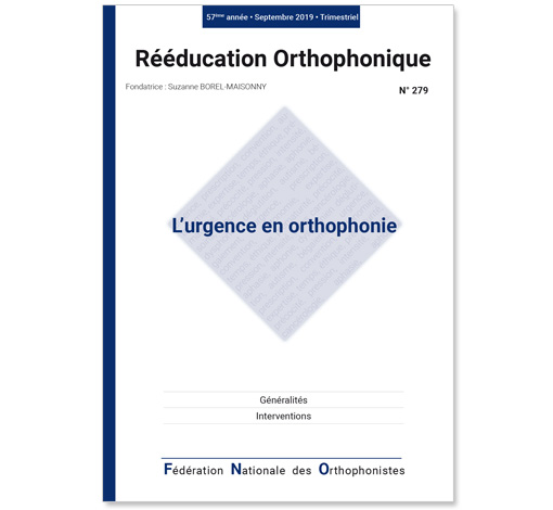 Image du produit N° 279 - L'urgence en orthophonie