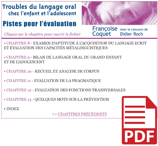 Image sur le produit Troubles du langage oral chez l'enfant et l'adolescent - Pistes pour l'évaluation (pdf)